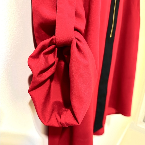 Calvin Kline - Red and black silky blouse with zipper. Not tag but never worn. - Picture 3 of 5